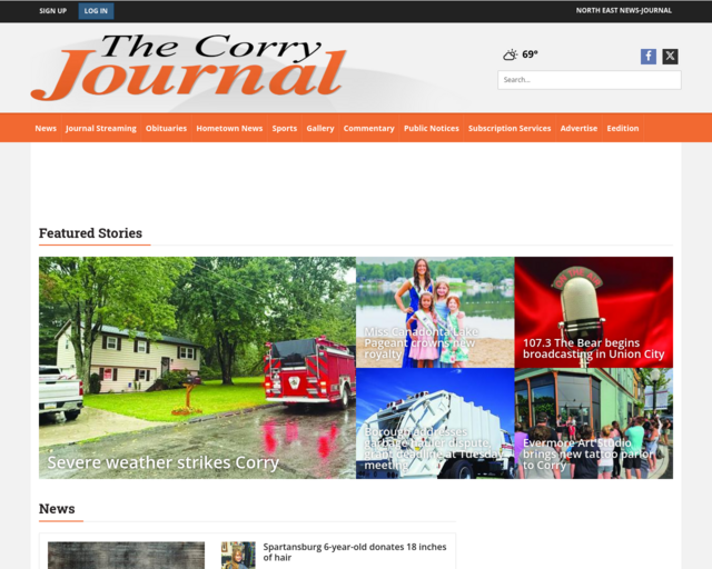 Screenshot of the The Corry Journal website