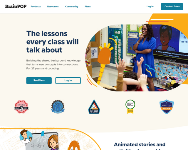 Screenshot of the BrainPop website