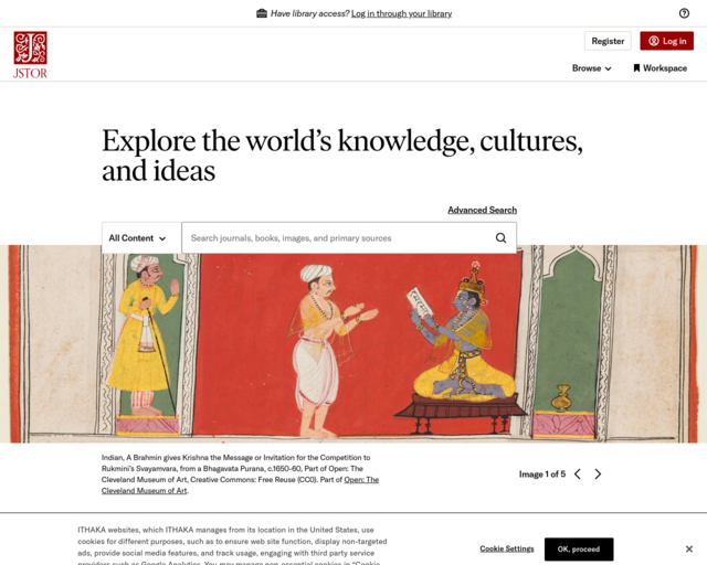 Screenshot of the JSTOR website