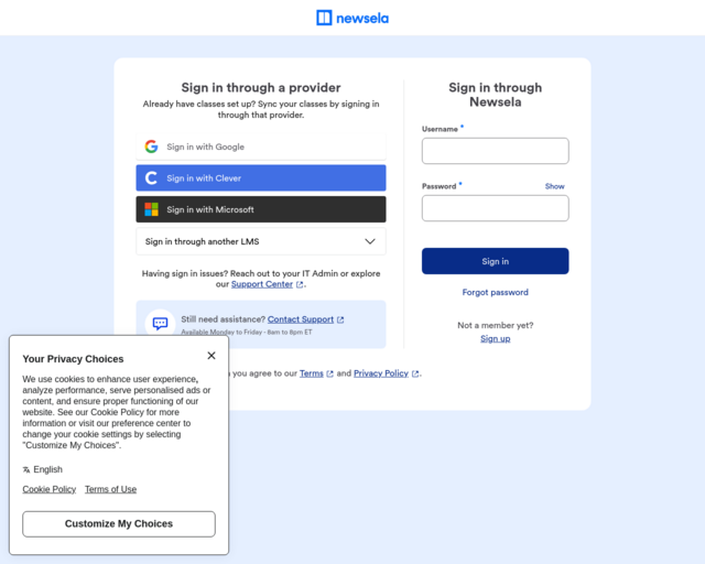 Screenshot of the Newslea website