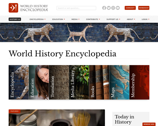 Screenshot of the World History Encyclopedia website