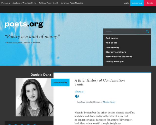 Screenshot of the Poets.org website