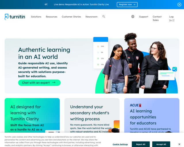 Screenshot of the turnitin website