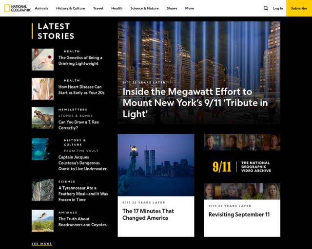Screenshot of the National Geographic website