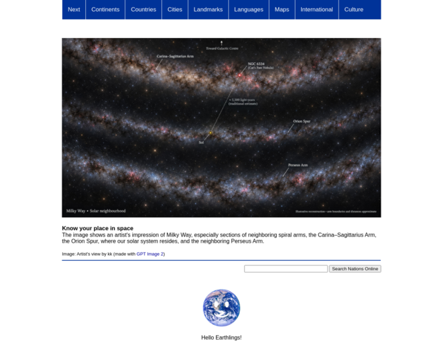 Screenshot of the 99+ of the world's most amazing countries website