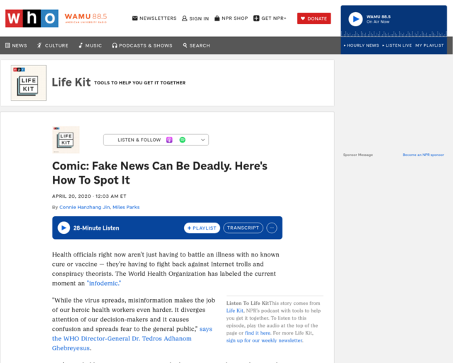Screenshot of the Fake News Can Be Deadly. Here's How to Spot it. website