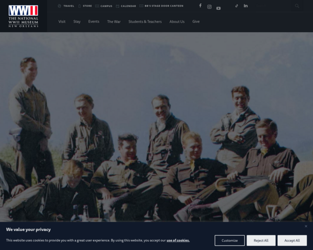 Screenshot of the The National WWII Museum - New Orleans website