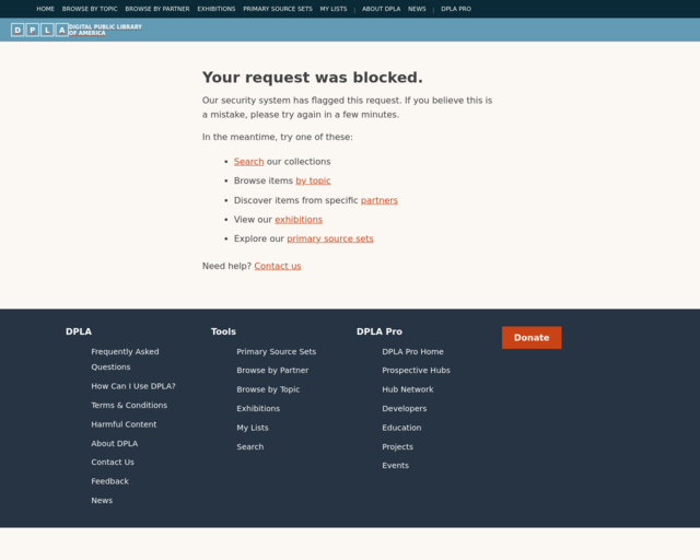 Screenshot of the DPLA website