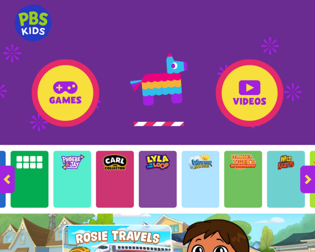 Screenshot of the PBS Kids website