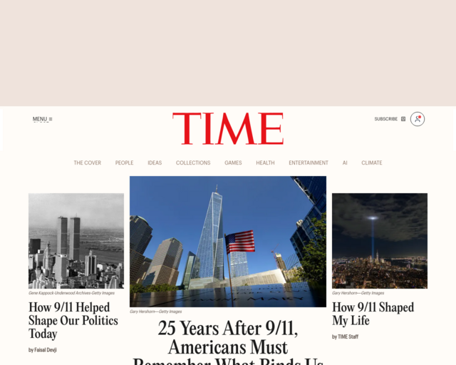 Screenshot of the Time Magazine website