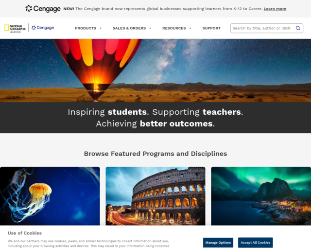 Screenshot of the National Geographic Learning website