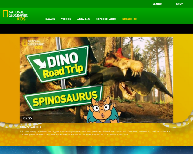 Screenshot of the National Geographic Kids website