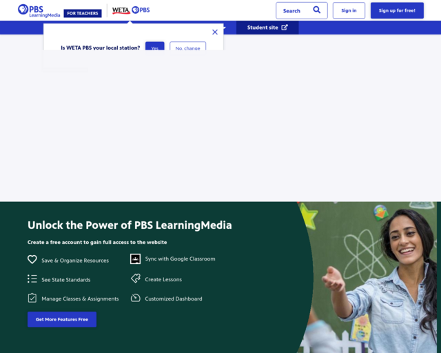 Screenshot of the PBS Learning Media - The First Ammendment and Our 5 Rights website