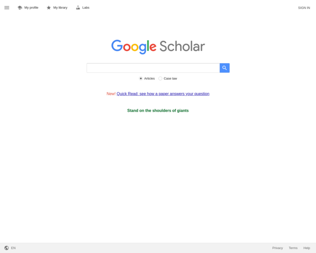 Screenshot of the Google Scholar website