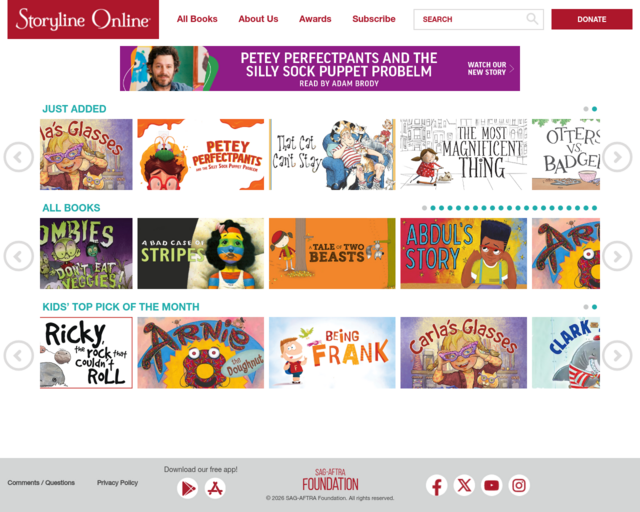 Screenshot of the Storyline Online website