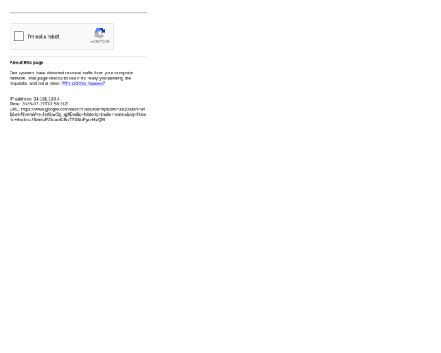 Screenshot of the Historic Trade Route Maps website