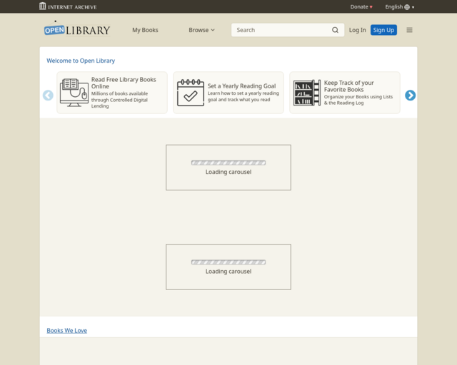 Screenshot of the Open Library website