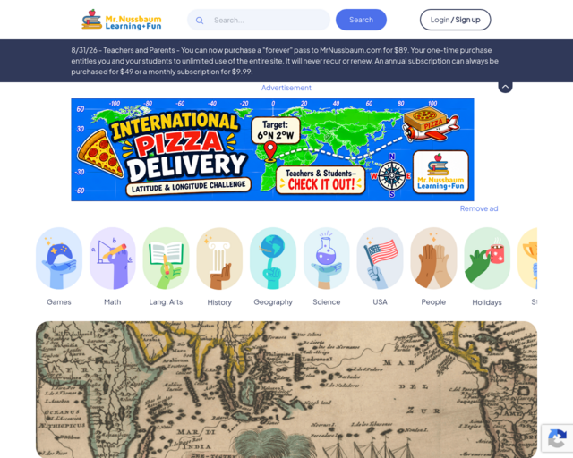 Screenshot of the Explorers biographies website