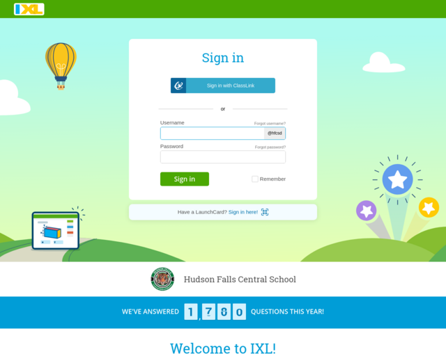 Screenshot of the IXL website