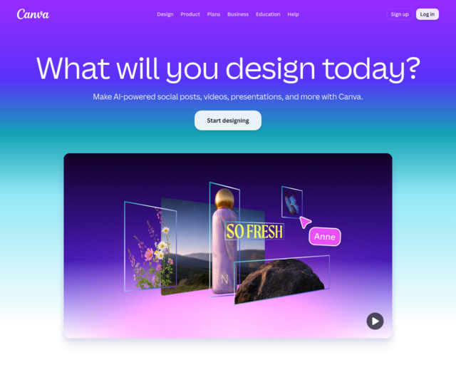 Screenshot of the Canva website