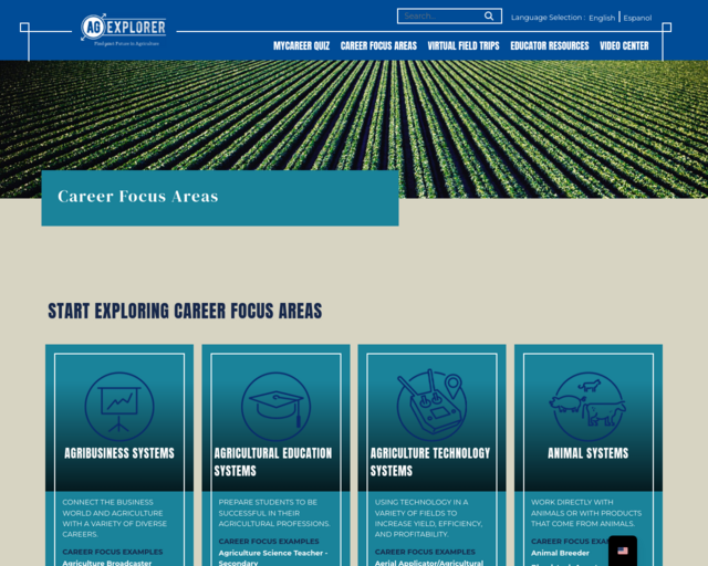 Screenshot of the Ag  Explorer website